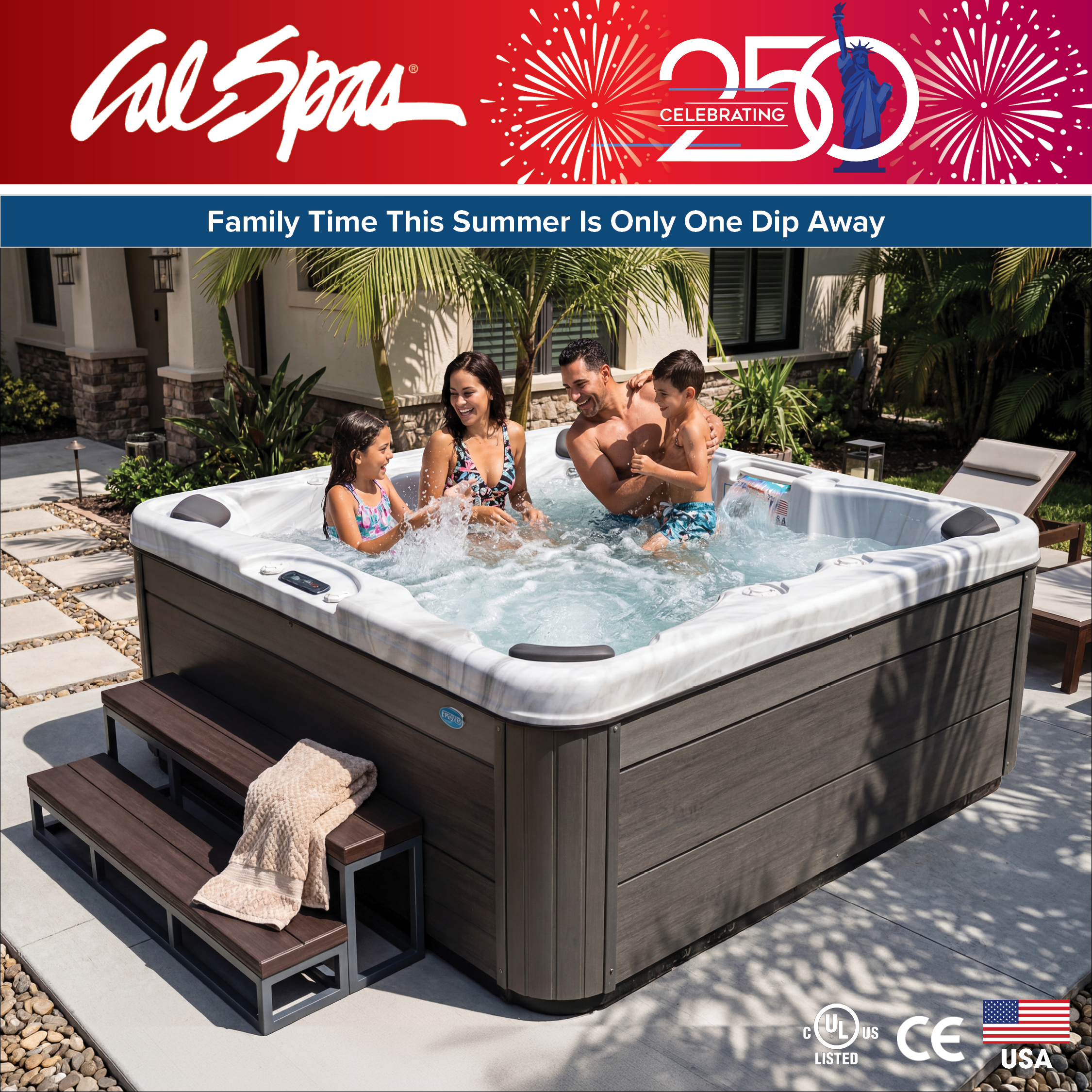 Calspas hot tub being used in a family setting - Honolulu